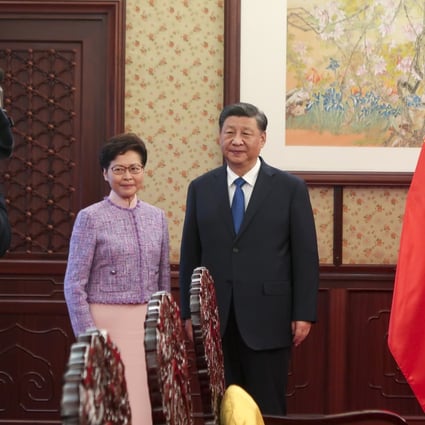 Hong Kong Chief Executive Carrie Lam with Chinese President Xi Jinping. Photo: Pool