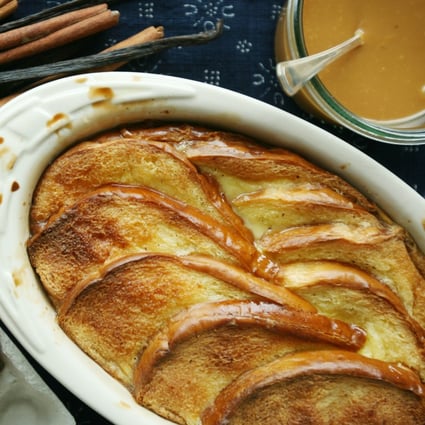 Bread pudding with whisky sauce and home-made crème anglaise is an indulgent adult-only dessert. Photo: Jonathan Wong