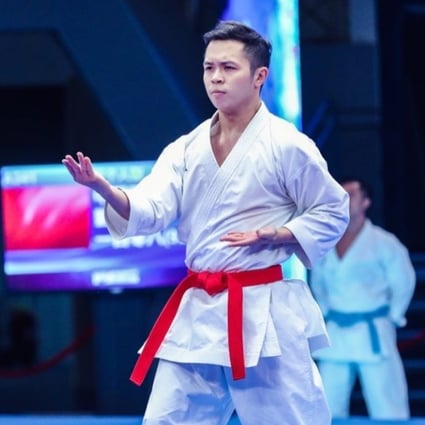 Hong Kong’s Lau Chi-ming on his way to winning a male kata bronze at the National Games in September. Photo: Handout   