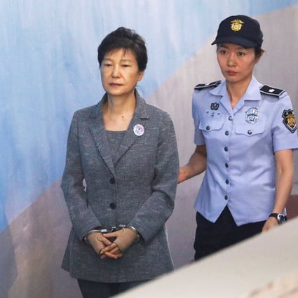 Ousted South Korean president Park Geun-hye is seen arriving in court in Seoul in 2017. Photo: Reuters