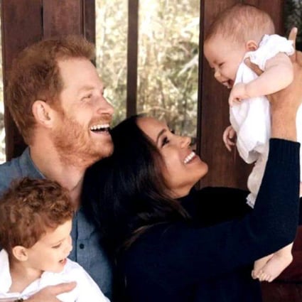 Britain’s Prince Harry and Meghan shared their first photo of baby Lilibet Diana, seen here with the couple and older brother Archie. Photo: Alexi Lubomirski