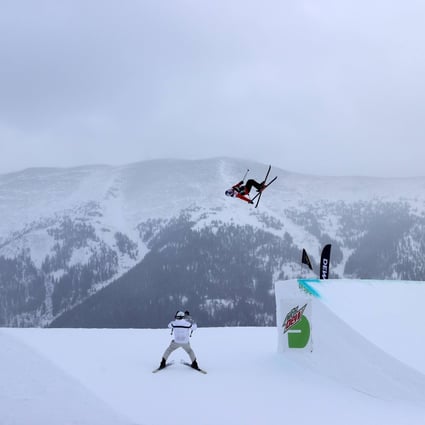 China’s Eileen Gu goes over a jump during the women’s ski slopestyle final at Copper Mountain on December 17. Photo: AFP
