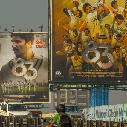 Massive billboards promoting the cricket movie ‘83’ line the streets of Mumbai, with film retelling India’s stunning victory at the 1983 World Cup. Photo: AFP