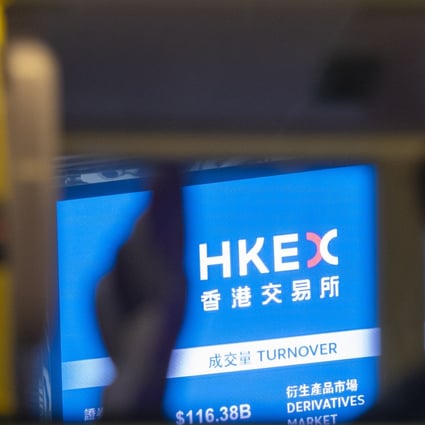 A display board seen at the Hong Kong stock exchange in Central. Photo: SCMP/Martin Chan