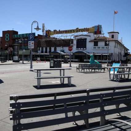 Fisherman’s Wharf, a tourist destination in San Francisco, is empty of visitors on an April day in 2020. It is the worst performing travel destination measured in the United States, with barely a third as many visitors this year as in 2019. Photo: Justin Sullivan/Getty Images