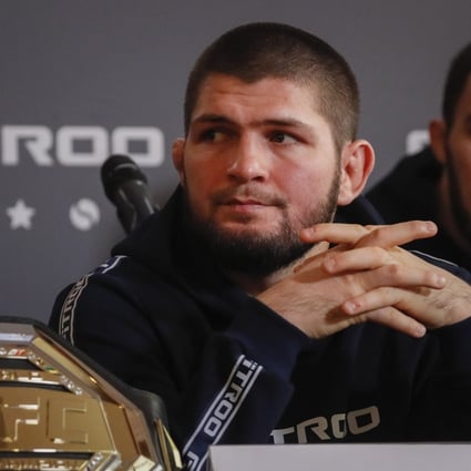 Former UFC lightweight champion Khabib Nurmagomedov attends a press conference in Moscow, Russia on December 13, 2021.Photo: EPA