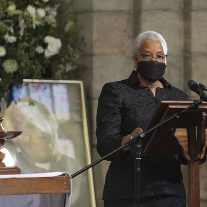 Nelson Mandela’s widow Graca Machel speaks at the funeral service of Desmond Tutu on January 1, 2022. Photo: AP 