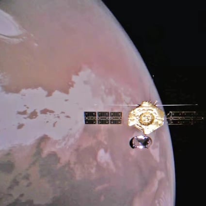 The Tianwen-1 orbiter seen orbiting above Mars. Photo: Xinhua