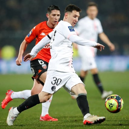 Lionel Messi in action for Paris Saint-Germain against Lorient. Photo: Reuters