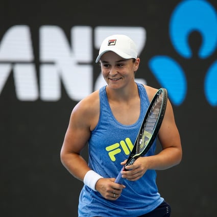 Ashleigh Barty takes part in a practice session ahead of the Adelaide International. Photo:  EPA-EFE