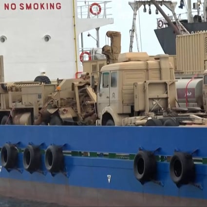 Image taken from a video broadcast by Yemen’s Houthi rebels on January 3 shows an Emirati-flagged vessel in the Red Sea seized by Yemen’s Houthi rebels and reportedly carrying Saudi military equipment, at an undisclosed location. Photo: Al-Huthi Group Media Office / AFP