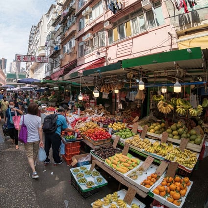 People shop in a market in Yau Ma Tei, Hong Kong, on May 2, 2020. Adopting a plant-based lifestyle in Hong Kong can reduce an individual’s carbon emissions by 1.4 tonnes of CO2e per year. Photo: Shutterstock
