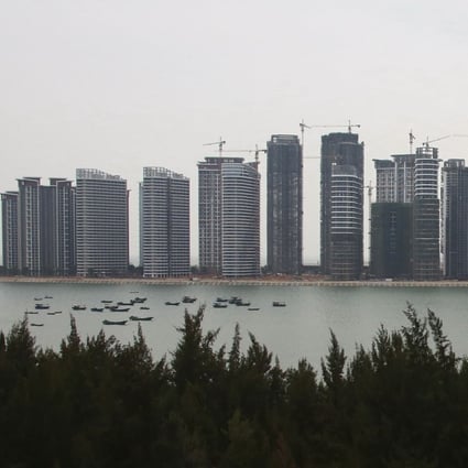 A section of the Evergrande mega-project complexes is seen on Haihua or Ocean Flower island in Danzhou in south China’s Hainan province on Nov. 19, 2019. Photo: Chinatopix Via AP