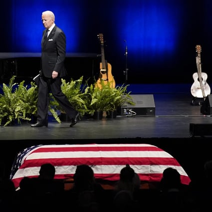 US President Joe Biden leaves the stage after speaking during a memorial service for former Senate Majority Leader Harry Reid in Las Vegas, US on January 8. Photo: AP 