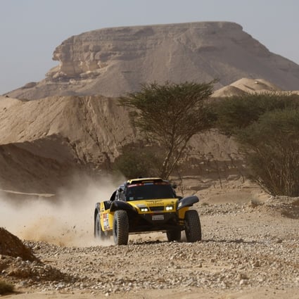 Chinese driver Han Wei in action during stage six of the Rally Dakar 2022. Photo: EPA-EFE