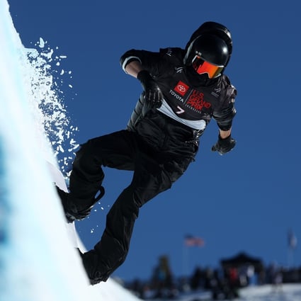 Shaun White during a training run for the men’s snowboard half-pipe competition at Mammoth Mountain. Photo: AFP