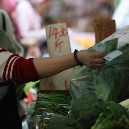 Fresh vegetables for sale at a market in Central on November 22, 2021. Compared to many economies, inflationary pressure in Hong Kong is fairly benign. Photo: Nora Tam