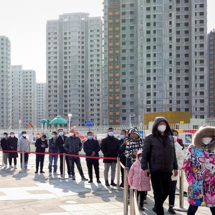 Residents line up to undergo a Covid-19 test in Tianjin Municipality, China, on Saturday. Tianjin has tested 9.6 million people in three days. Photo: EPA-EFE