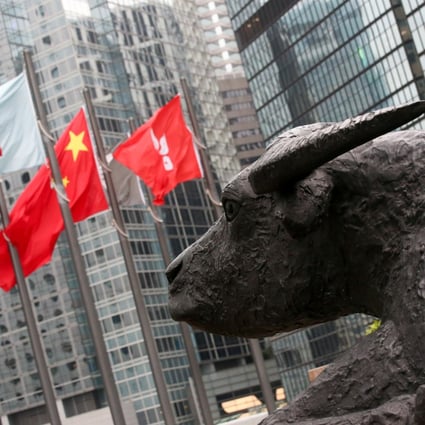 The bull sculpture outside the local stock exchange near Exchange Square in Central. Hong Kong. Photo: David Wong