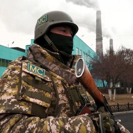 A Collective Security Treaty Organization (CSTO) Kyrgyz soldier guards a power plant in Almaty, Kazakhstan. Photo: Russian Defence Ministry