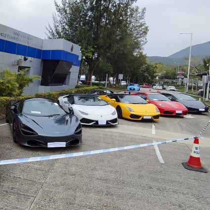The supercars impounded by police after a crackdown on illegal racing earlier this week. Photo: Handout