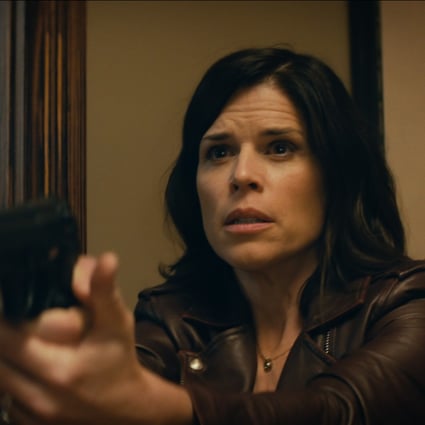 Neve Campbell in a still from Scream (category IIB), directed by Matt Bettinelli-Olpin and Tyler Gillett. Courteney Cox and David Arquette co-star.