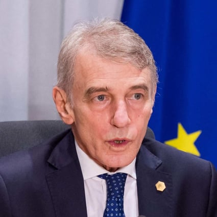 David Sassoli, president of the European Parliament, at a signing ceremony on December 16, 2021, shortly before being hospitalised for dysfunction of his immune system. Sassoli died early on Tuesday. Photo: AFP 
