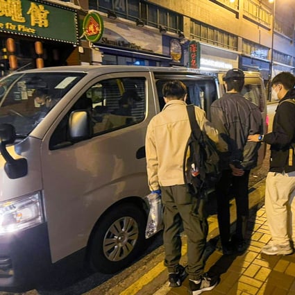 A motorist is arrested on suspicion of drug trafficking in Tsim Sha Tsui on Tuesday night. Photo: Handout