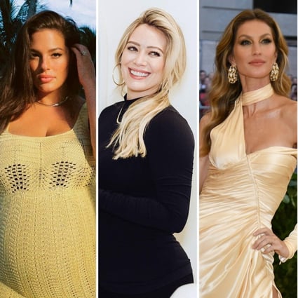 Celebrities like Cindy Crawford, Ashley Graham and Hilary Duff opted for home births. Photos: @cindycrawford; @ashleygraham; @hilaryduff/Instagram, AFP, AP