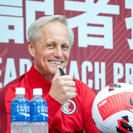 Hong Kong men’s head coach Jorn Andersen at his first virtual press conference event in Kowloon. Photo: Hong Kong Football Association   