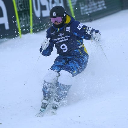 Kai Owens in action during the freestyle moguls competition at Deer Valley. Photo: AP