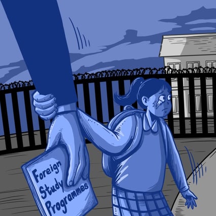 A growing number of Chinese families are re-evaluating their emigration and foreign-study options in the wake of China’s crackdown on education. Illustration: Lau Ka-kuen