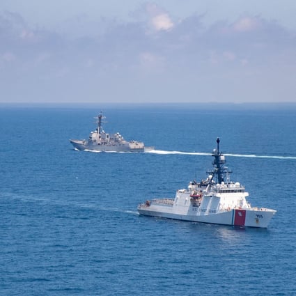 US Navy and coastguard ships conduct Taiwan Strait transits. Photo: Handout via Reuters 