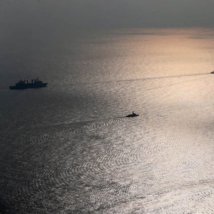 Iranian, Russian and Chinese warships take part in a joint military drill in the Indian ocean. Photo: Handout via AFP 