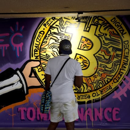 A mural during the North American Bitcoin Conference at the James L Knight Center on January 19, 2022 in Miami, Florida. Photo: Getty Images/AFP