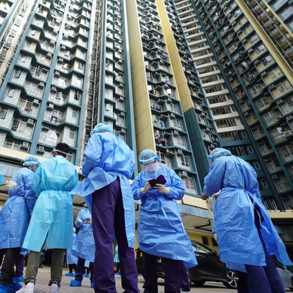 With scores of infections recorded at Kwai Chung Estate, the city’s fifth wave is picking up steam, a pandemic adviser says. Photo: Felix Wong