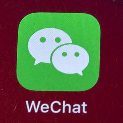 The WeChat app icon seen on a smartphone screen in Beijing on August 7, 2020. Photo: AP