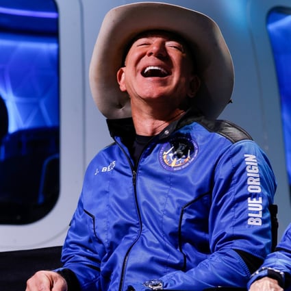 Amazon’s billionaire founder Jeff Bezos seen in Texas, US, after his flight to the edge of space on July 20, 2021. Bezos thanked Amazon workers after the flight, noting that they “paid for all of this”. Photo: Reuters