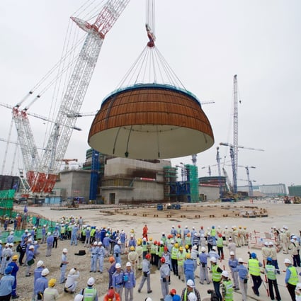 A containment dome is installed at the Fuqing nuclear power plant in southeast China’s Fujian province, in May 2017. It is China’s first nuclear power project to use the domestically developed Hualong One technology. Photo: Xinhua