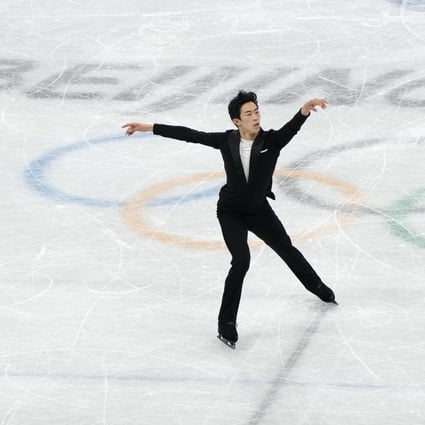 Nathan Chen competes during the men’s singles short programme team event in the figure skating at the Winter Olympics. Photo: AP