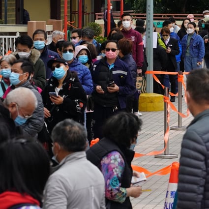 Residents wait to get Covid-19 tests at a mobile station in Hong Kong.
Photo: Felix Wong