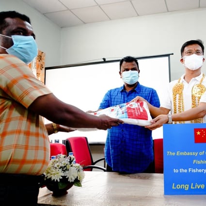 A photo shared on Twitter by the Chinese Embassy in Sri Lanka shows Ambassador Qi Zhenhong presenting donations during his visit to Jaffna and Mannar.