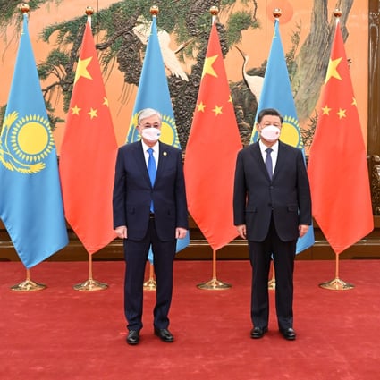 Chinese President Xi Jinping (right) with President Kassym-Jomart Tokayev of Kazakhstan at the Great Hall of the People in Beijing  on February 5. Photo: Xinhua 