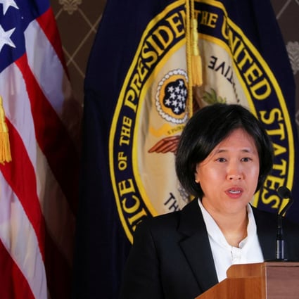 A statement from the office of US Trade Representative Katherine Tai (pictured) said on Friday that the US was talking to China about fulfilling its commitments to the expired trade deal. Photo: Reuters