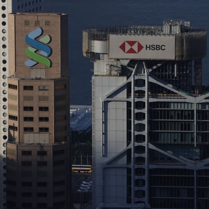 Standard Chartered and HSBC’s main buildings in Central. Photo: Nora Tam