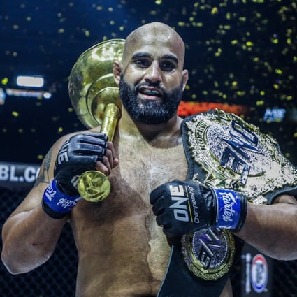 Arjan Bhullar celebrates after winning the ONE heavyweight title. Photo: Dux Carvajal/ONE Championship