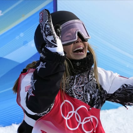 United States’ Chloe Kim reacts during the women’s halfpipe finals at the 2022 Winter Olympics. Photo: AP