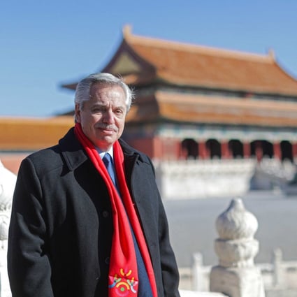 Argentinian President Alberto Fernandez visits the Palace Museum at the Forbidden City during his visit to Beijing on February 5. Photo: Argentinian Presidency / AFP