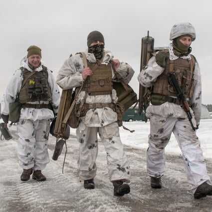 Ukrainian soldiers conduct military drills close to Kharkiv, Ukraine. Taiwan’s military units have been told to keep an eye on conditions in Ukraine. Photo: AP