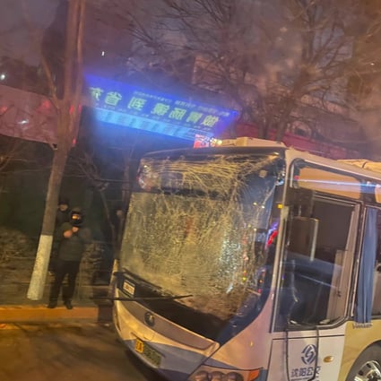 The cause of an explosion which shattered a bus in Shenyang, northeastern China, is still being investigated. Photo: Handout